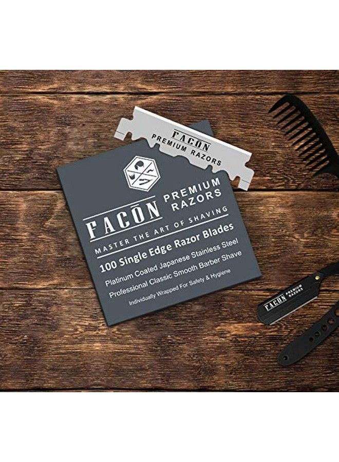 FACON 100 Facón Platinum Japanese Stainless Steel Single Edge Razor Blades For Professional Barber Straight Razor 200+ Shaves - Image 3