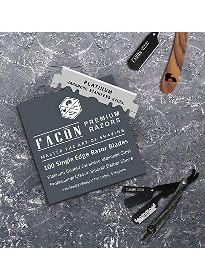 FACON 100 Facón Platinum Japanese Stainless Steel Single Edge Razor Blades For Professional Barber Straight Razor 200+ Shaves - Image 5