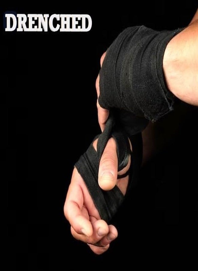 DRENCHED Elastic Cotton Hand Wraps 108' Inner Boxing Gloves Martial Arts Wraps for Men & Women|Wrist Support Hand Wrap for Boxing MMA Kickboxing Muay Thai (Black) - Image 5