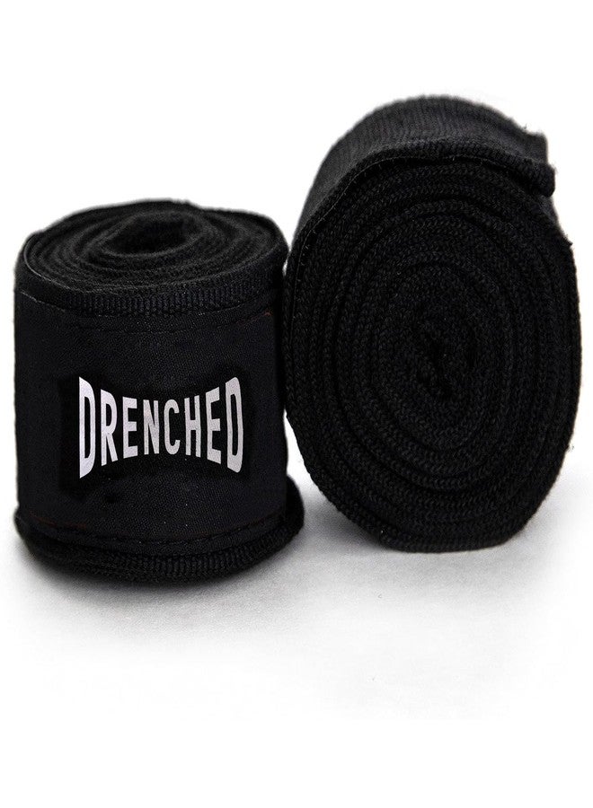 DRENCHED Elastic Cotton Hand Wraps 108' Inner Boxing Gloves Martial Arts Wraps for Men & Women|Wrist Support Hand Wrap for Boxing MMA Kickboxing Muay Thai (Black) - Image 1