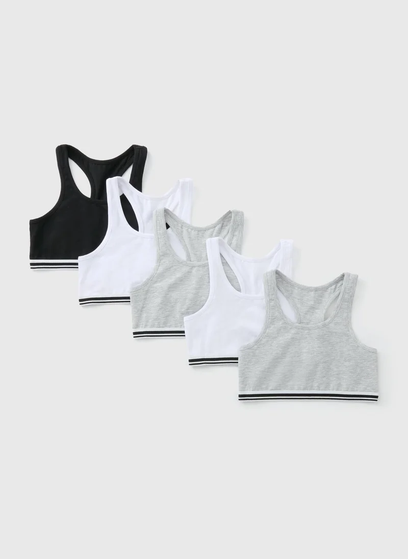 Matalan 5 Pack Girls Multicolour Racer Crop Tops