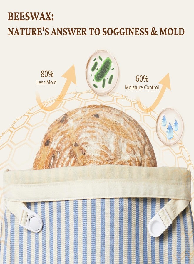BRONYPRO Reusable Beeswax and Cotton Bread Bags, 2-Pack Waxed Bread Bags for Homemade Bread & Sourdough, Sustainable Sourdough Loaf Storage to Lock in Freshness, Large 17x12.6in, Blue - Image 3