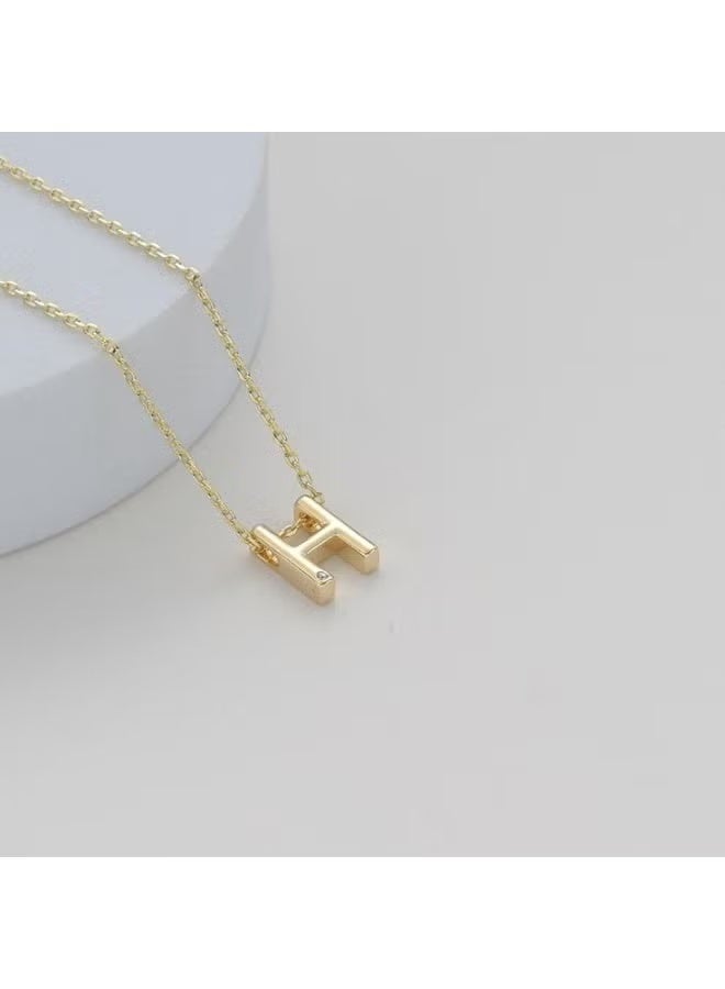 Gold Letter H Pendant Necklace , Chain Link Style - Image 3