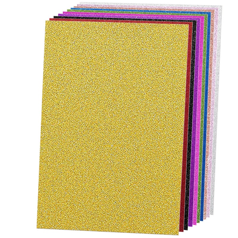SALEMAR 250 GSM Glitter Cardstock Glitter Paper, 10 Color Sparkling Craft Paper for Scrapbook and Craft Projects, 8.3 x 11.7 Inches(Multicolor) - Image 1
