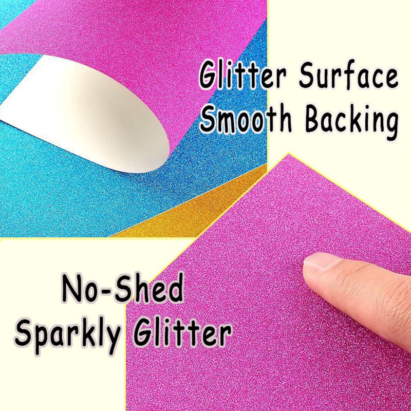 SALEMAR 250 GSM Glitter Cardstock Glitter Paper, 10 Color Sparkling Craft Paper for Scrapbook and Craft Projects, 8.3 x 11.7 Inches(Multicolor) - Image 4