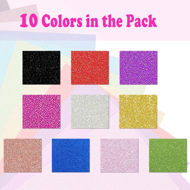 SALEMAR 250 GSM Glitter Cardstock Glitter Paper, 10 Color Sparkling Craft Paper for Scrapbook and Craft Projects, 8.3 x 11.7 Inches(Multicolor) - Image 3