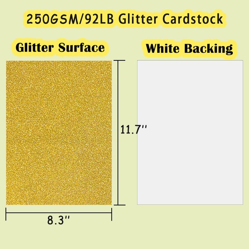 SALEMAR 250 GSM Glitter Cardstock Glitter Paper, 10 Color Sparkling Craft Paper for Scrapbook and Craft Projects, 8.3 x 11.7 Inches(Multicolor) - Image 2
