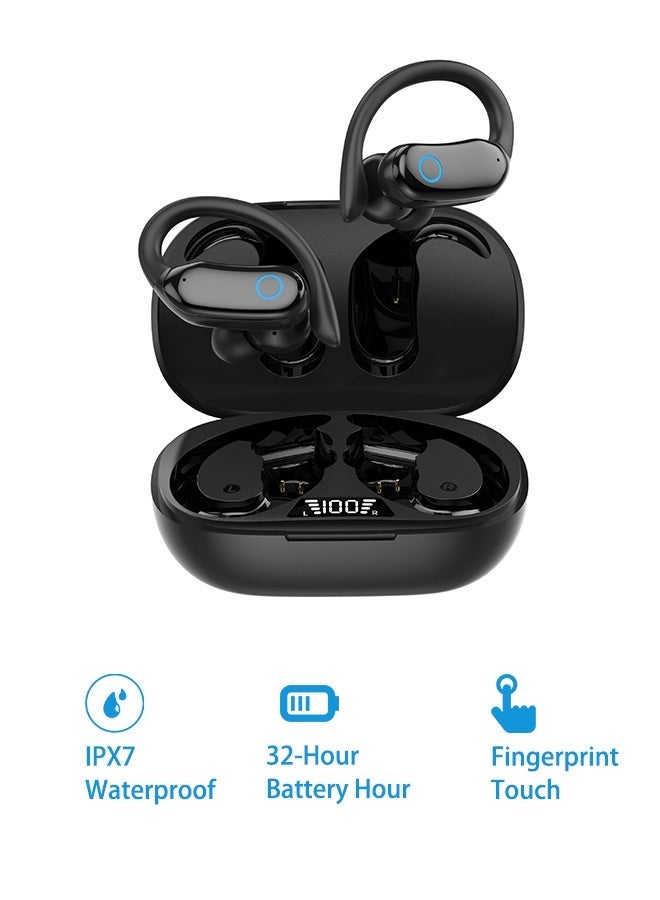 كاسا سماعات أذن رياضية لاسلكية مقاومة للماء بمعيار IPX7 بتصميم خطاف أذن وبلوتوث - Image 1