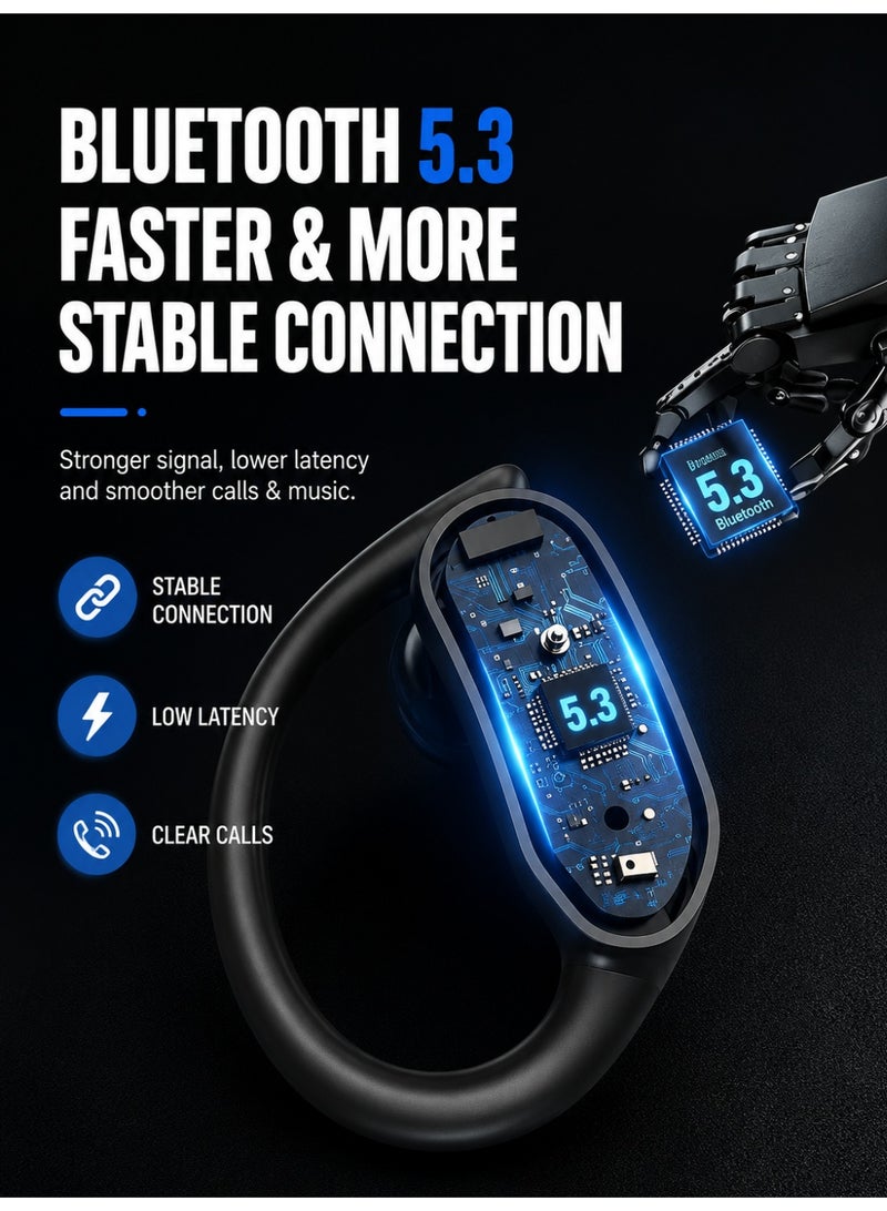 Kasa Wireless Earbuds Bluetooth Sports Headphones, IPX7 Waterproof Ear Hook Earphones with Touch Control, 32H Playtime Charging Case, Running Workout Headset for Android & iPhone, Black - Image 4