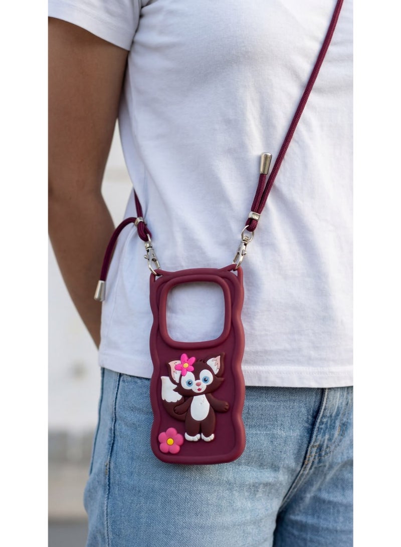 Elegant Back Case With a Distinctive Cartoon Design Compatible With The Phone Xiaomi Redmi Note 14 Pro With A Crossbody Chain - A Great Choice For Girls . - Image 1