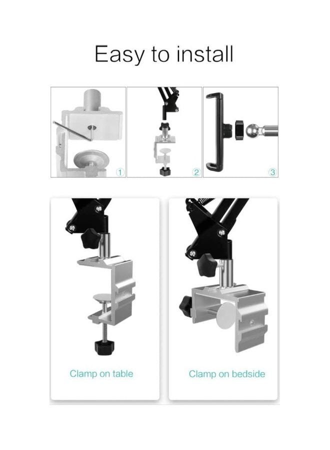 TechnoMounts Mobile Phone Stand Long Arm Lazy Holder Black Adjustable Desk Mount for Home Office Daily Use - Image 2