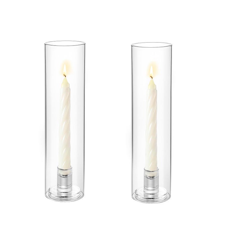 LANLONG Hurricane Glass Candle Holders Set of 2 118in Clear Candlestick Holder for Taper Candles Glass Tall Candle Holders for Table Centerpiece Wedding Party Event Decor - Image 2