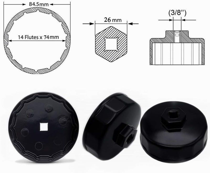 EASE2U E 74mm 14 Flute Oil Filter Wrench - Image 2