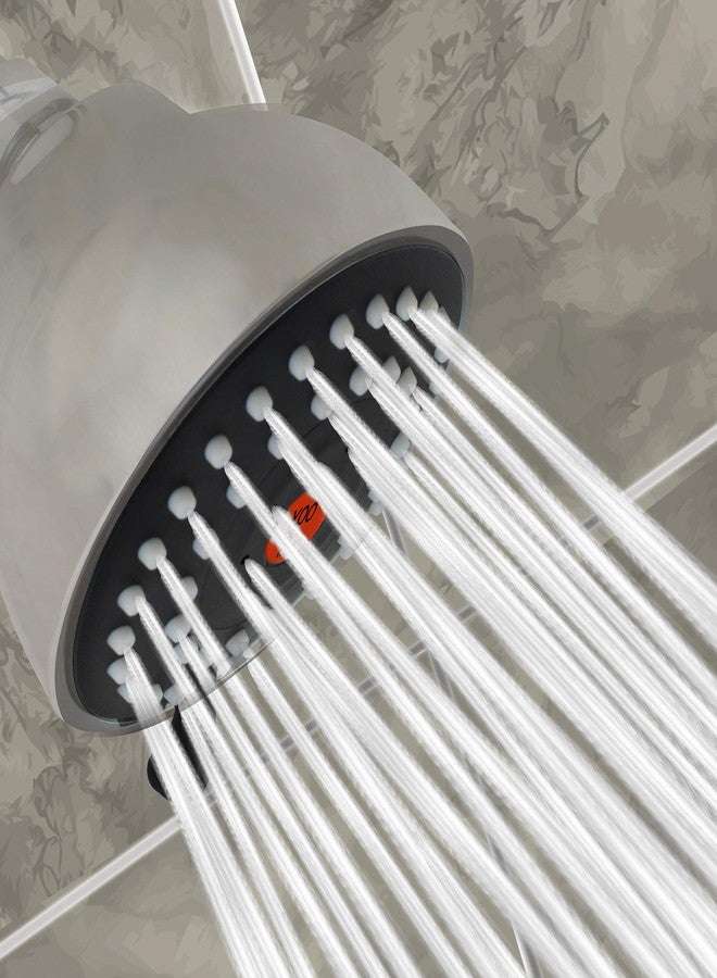 YOO.MEE High Pressure Fixed Shower Head - Strong Powerful Pressure Boosting against Low Flow Showers- 3 Function Wall Mount Rain Shower-Brushed Nickel - Image 4