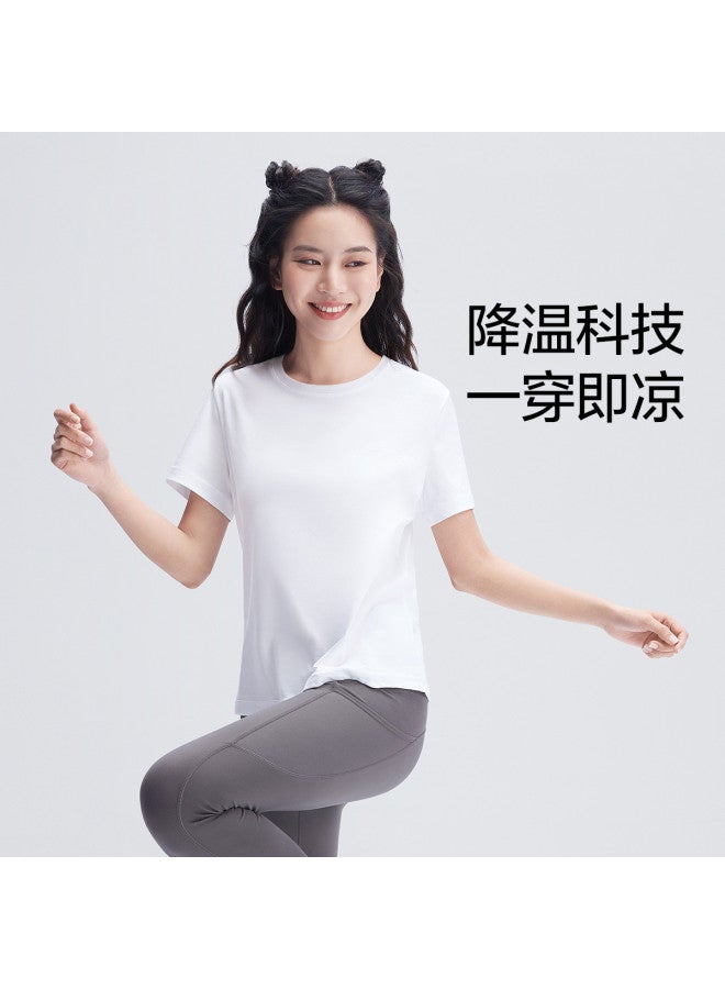 MIIOW Slim-Fit Minimalist Heavyweight Round Neck T-Shirt Solid Color Sports Base Layer Casual Versatile Home Short Sleeves - Image 3