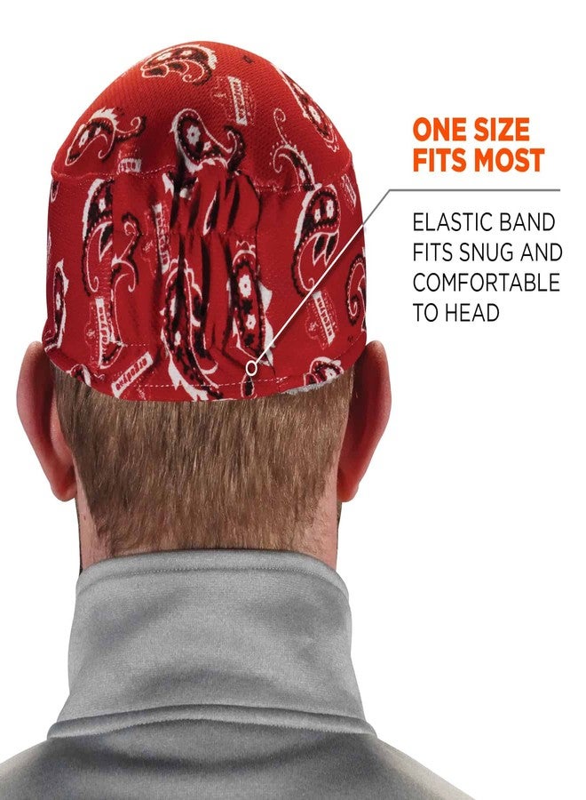 Ergodyne Chill Its 6630 Skull Cap, Lined with Terry Cloth Sweatband, Sweat Wicking, Red Western - Image 3