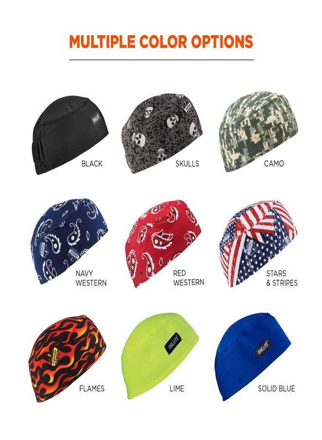 Ergodyne Chill Its 6630 Skull Cap, Lined with Terry Cloth Sweatband, Sweat Wicking, Red Western - Image 4