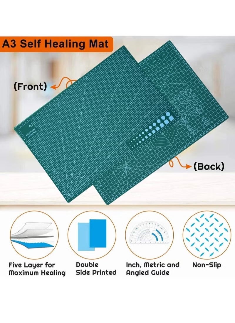 Self Healing Craft Mat: 18"x12" Rotary Cutting Mat for Sewing,Quilting,Leather,Craft,Fabric,Model,Art,Clay