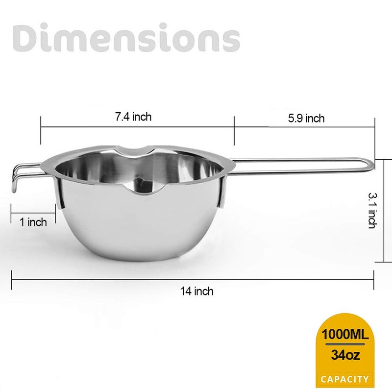 SONGZIMING 1000ML Upgrade Double Boiler Stainless Steel Melting Pot For Chocolate, Candle and Candy Making (34oz) - Image 2