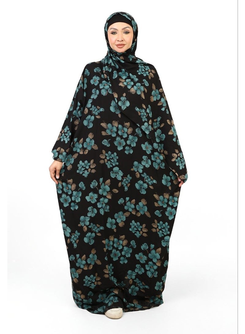 "Azure" Viscose Isdal – Black Elegance with a Turquoise Touch - Image 2