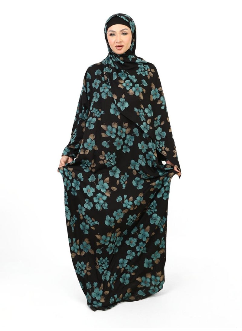 "Azure" Viscose Isdal – Black Elegance with a Turquoise Touch - Image 1