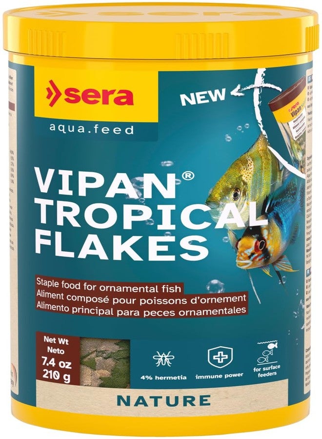Sera Vipan Flakes 1000ml (210g / 7,4 oz) | Premium Staple Food for Ornamental Fish | Insect Meal & Prebiotic Effect | Free from Dyes & Preservatives | Perfect for Surface Feeders