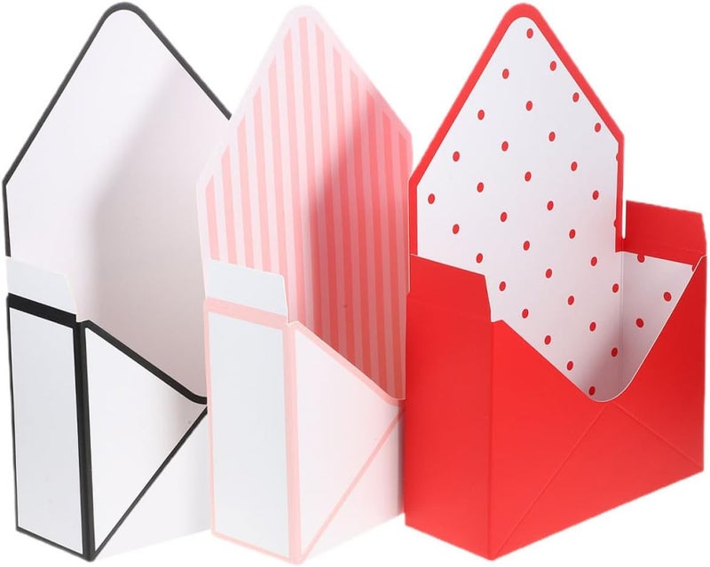 Popular practical build MUCKLILY 3pcs Festival Flower Envelope Boxes Set, Foldable Paper Flower Wrapping Boxes with Red Polka Dot, Black White Polka Dot, and Pink Stripe Patterns, Floral Storage and Packaging All-in-one local deliver plan Post-order arranged dispatch Single & bulk storage compatible Pop-area nearby warehouse Ergonomic build Practical experience crafted Freeze crack proof Nationwide courier network Heat resistant Set product combo compatible Long use oriented quality Wide range compatible material Consistent steady quality Secure equipped warehouse Precision processed material All climate suitability Natural tone color options Daily universal pick Flexible sizing options General compatible practical design Fine detail Cost effective upgraded craftsmanship Modern warehouse management Leakproof sealed - Image 1
