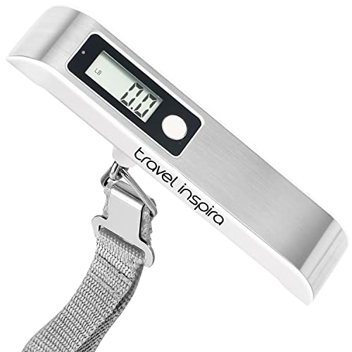 travel inspira Luggage Scale,Digital Luggage Scales,Baggage Scale with Overweight Alert LCD Display 110LB / 50KG, Stainless Steel (White) - Image 1