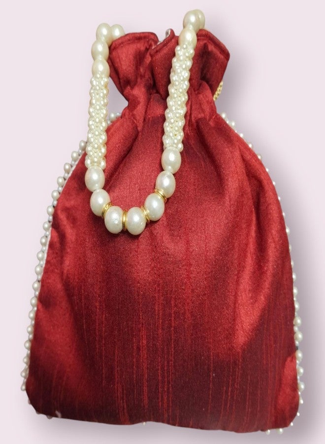 SUMERA WARQ Woman's Rajasthani Silk Hand Work Handbag for Weddings and Ethnic Fashion (Darg Red) - Image 3
