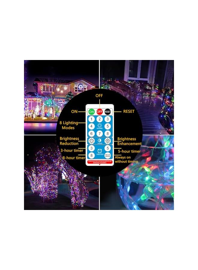 The Bros JZLIFE Solar Outdoor Garden Decorative Light, 65.6ft String Light, Waterproof LED, 200 Bulbs, 8 Modes, Remote Control, Colorful, 20m/65.6ft - Image 5