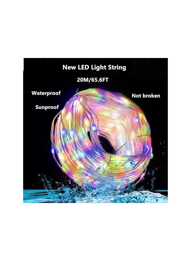 The Bros JZLIFE Solar Outdoor Garden Decorative Light, 65.6ft String Light, Waterproof LED, 200 Bulbs, 8 Modes, Remote Control, Colorful, 20m/65.6ft - Image 3