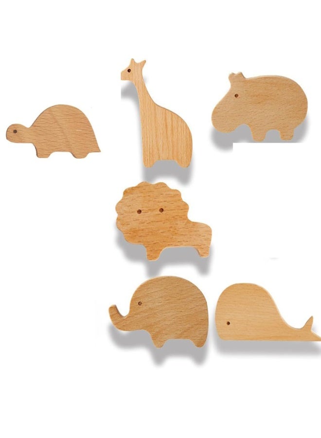 6pcs Wooden Animal Cabinet Knobs Decorative Wood Dresser Knobs with Screws Dresser Pulls Wood Marine Woodland Animals Knobs Furniture Knobs  - Image 1