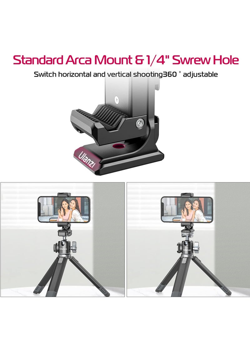 PICTRON - Ulanzi St 27 Aluminum Phone Tripod Mount W 3 Cold Shoes Arca Swiss Cell Phone Tripod Mount Adapter W 3 1 and 4 Inch Interfaces 360 Adjustable Phone Tripod Bracket Holder for Iphone Samsung and All Pho - Image 1