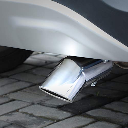 TriTrust Exhaust Tip, 2.75-3 inch inlet adjustable, 3.5'' Outlet 8'' Long Muffler Tip, Chrome Stainless Steel Truck Car Turn Down Tail Tip, Clamp On Tailpipe - Image 4
