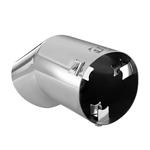TriTrust Exhaust Tip, 2.75-3 inch inlet adjustable, 3.5'' Outlet 8'' Long Muffler Tip, Chrome Stainless Steel Truck Car Turn Down Tail Tip, Clamp On Tailpipe - Image 3