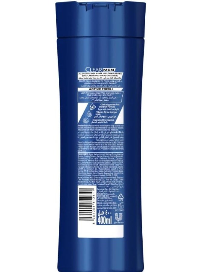 كلير مين شامبو كلير 3 في 1 للرجال، شامبو مضاد للقشرة للشعر والوجه والجسم، برائحة منعشة، فروة رأس خالية من القشرة بنسبة 100%، بشرة منتعشة ومرطبة، 400 مل - Image 3