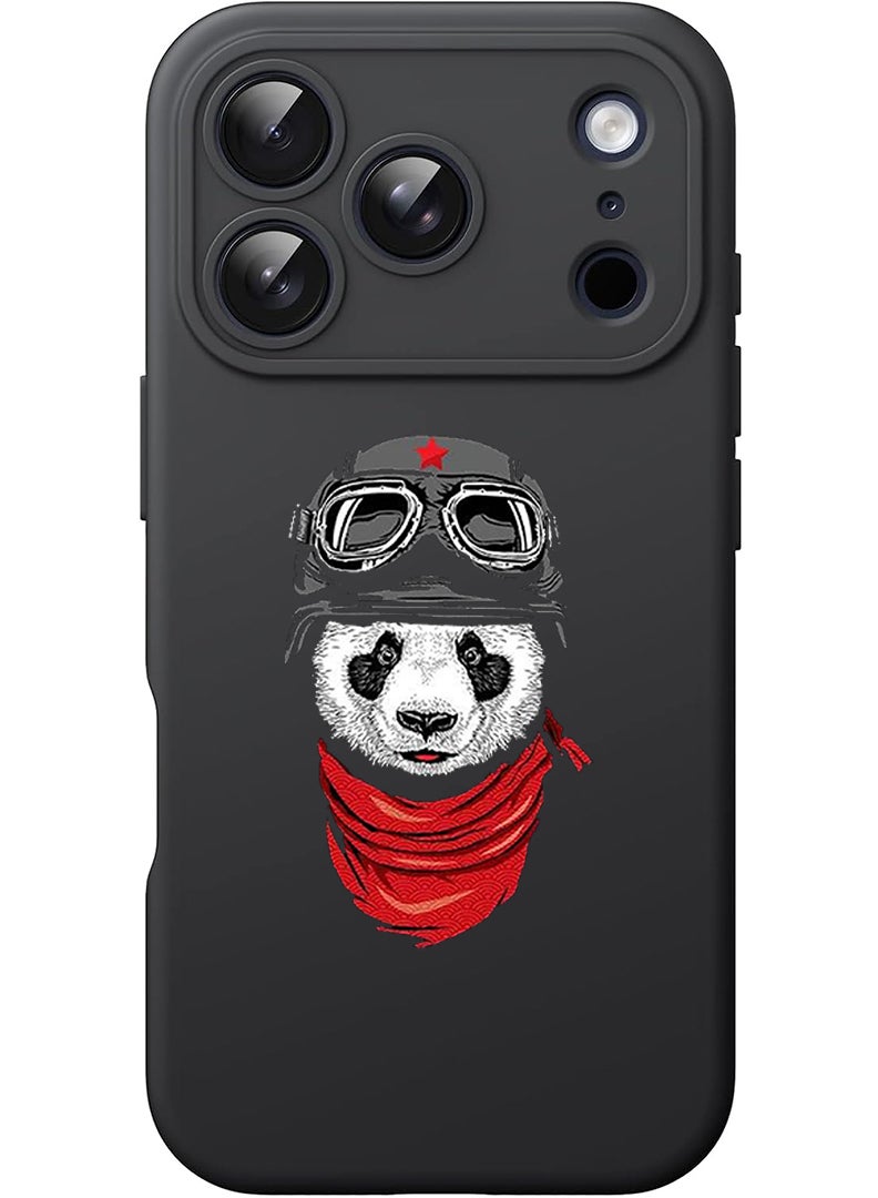 Theodor Protective Slim Fit Case Liquid Silicone Cover with Full Body Protection Anti-Scratch Shockproof Case For Apple iPhone 17 Pro (Black) Panda - Image 1