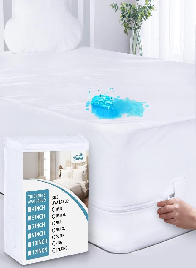 Biloban Waterproof Mattress Protector (4/5/7/9/13/17Inches) King, Zippered Mattress Cover, High Profile Mattress Encasement, 6 Sides Wrapping - Image 1