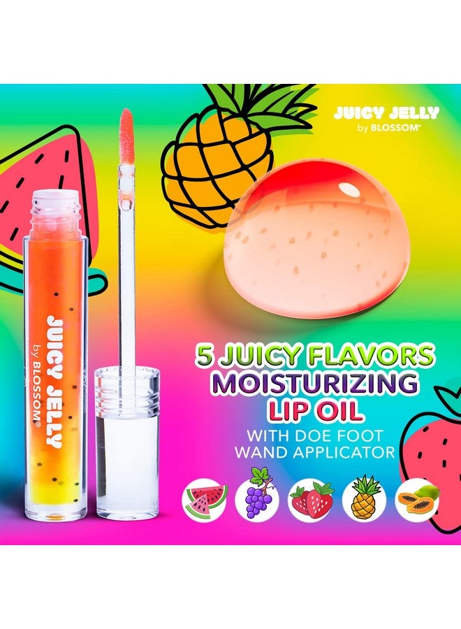 Blossom Juicy Jelly Moisturizing Lip Care Fruit Flavored Nourishing Lip Oil With Doe Foot Wand Applicator 0.09 Fl Oz Papaya - Image 2