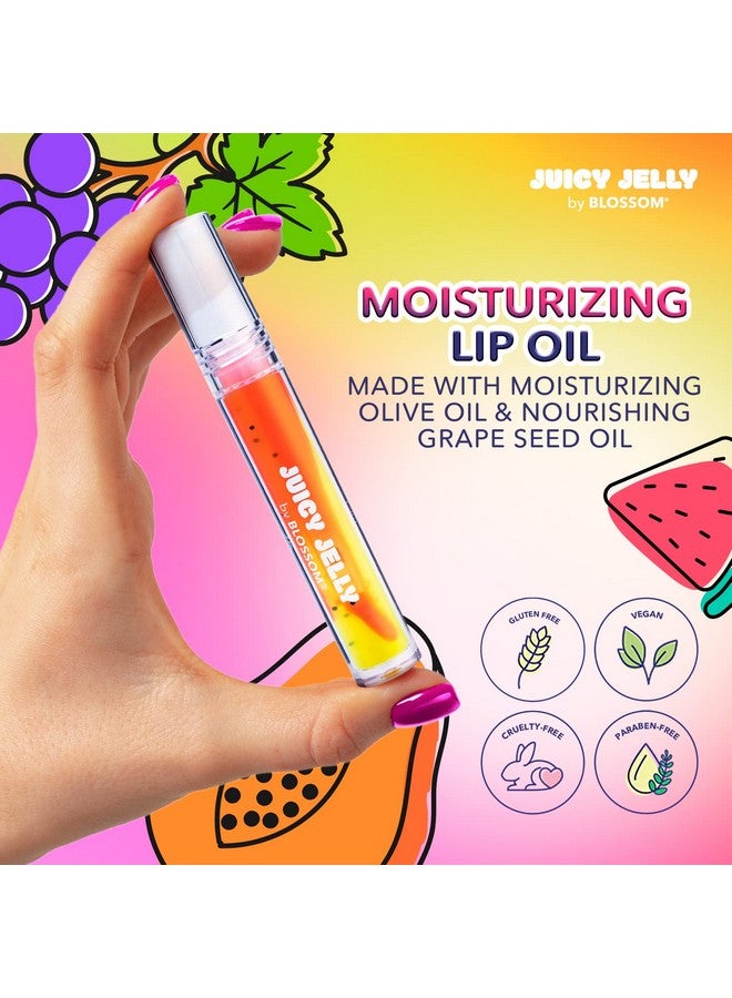 Blossom Juicy Jelly Moisturizing Lip Care Fruit Flavored Nourishing Lip Oil With Doe Foot Wand Applicator 0.09 Fl Oz Papaya - Image 3