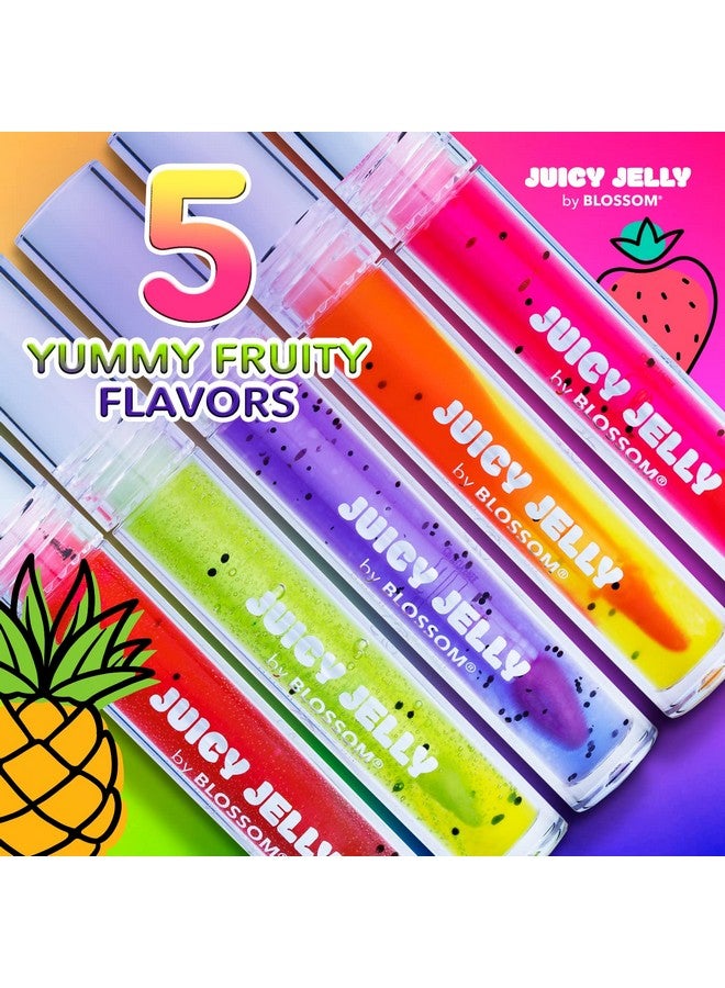 Blossom Juicy Jelly Moisturizing Lip Care Fruit Flavored Nourishing Lip Oil With Doe Foot Wand Applicator 0.09 Fl Oz Papaya - Image 4