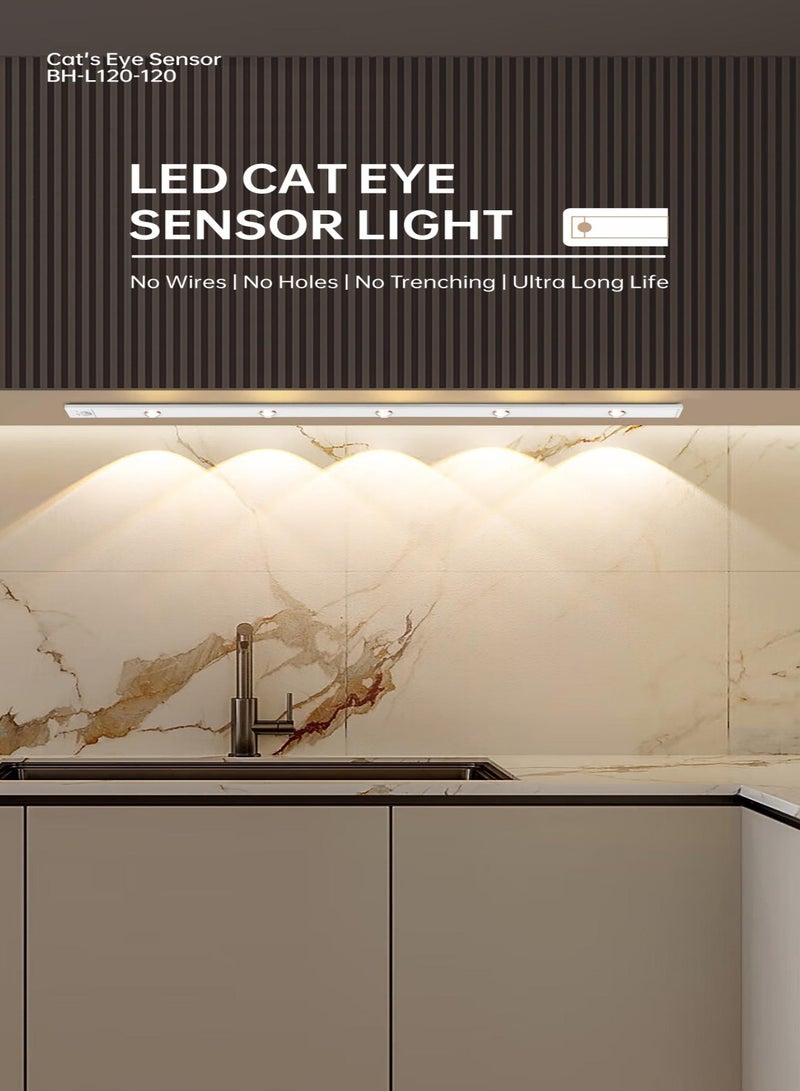 مصابيح LED تحت الخزانة من جارتو، اضاءة تحت الخزانة مع مستشعر حركة، شريط اضاءة مموج يعمل بالبطارية قابل لاعادة الشحن بمنفذ USB (15.75 انش في عبوة واحدة) - Image 2