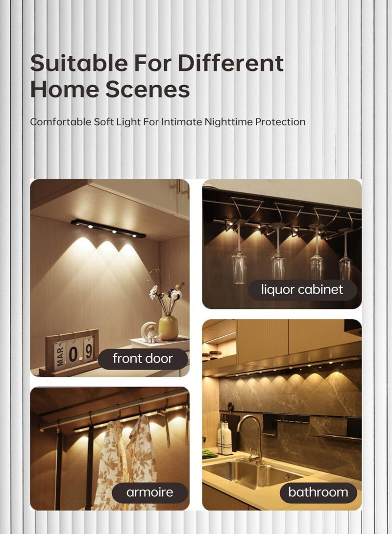 مصابيح LED تحت الخزانة من جارتو، اضاءة تحت الخزانة مع مستشعر حركة، شريط اضاءة مموج يعمل بالبطارية قابل لاعادة الشحن بمنفذ USB (15.75 انش في عبوة واحدة) - Image 3