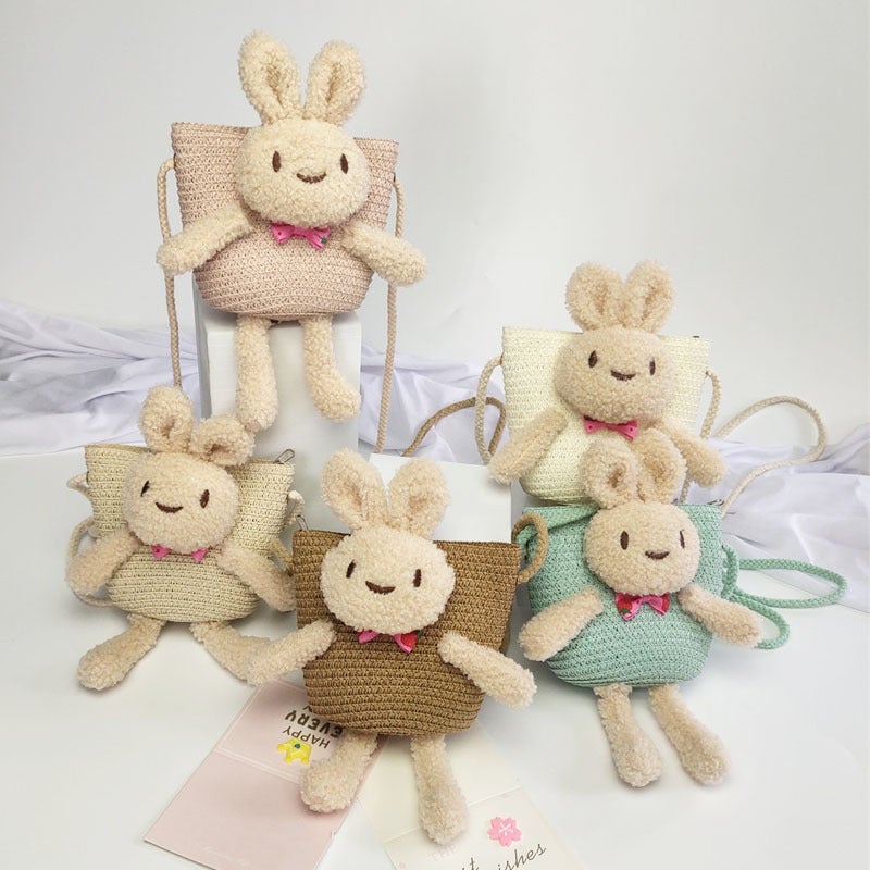 Summer Children'S Straw Bag Mini Space Bear Crossbody Small Bag Cartoon Cute Coin Purse - Image 4