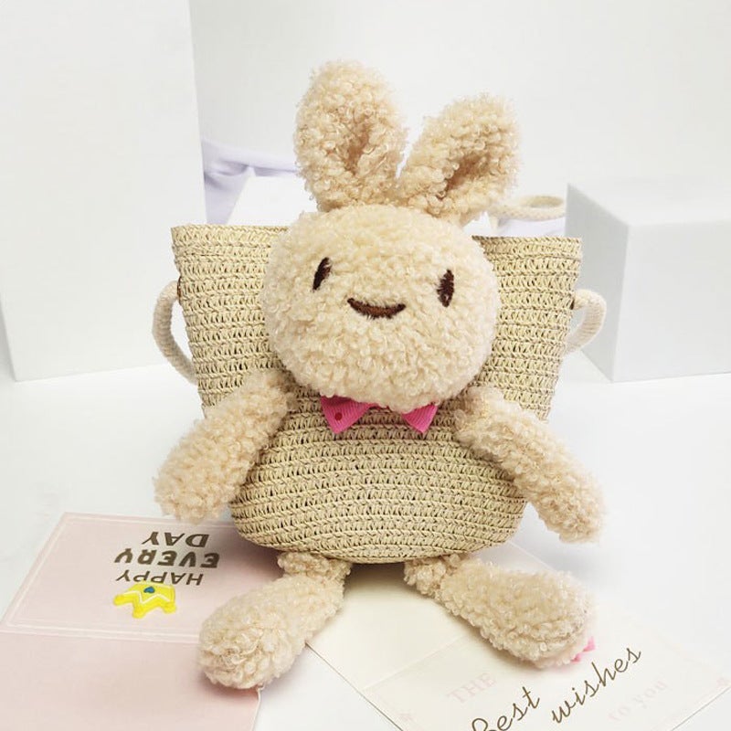 Summer Children'S Straw Bag Mini Space Bear Crossbody Small Bag Cartoon Cute Coin Purse - Image 2