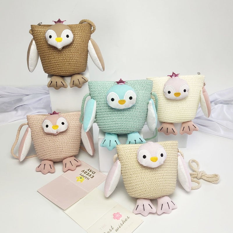 Summer Children'S Straw Bag Mini Space Bear Crossbody Small Bag Cartoon Cute Coin Purse - Image 5