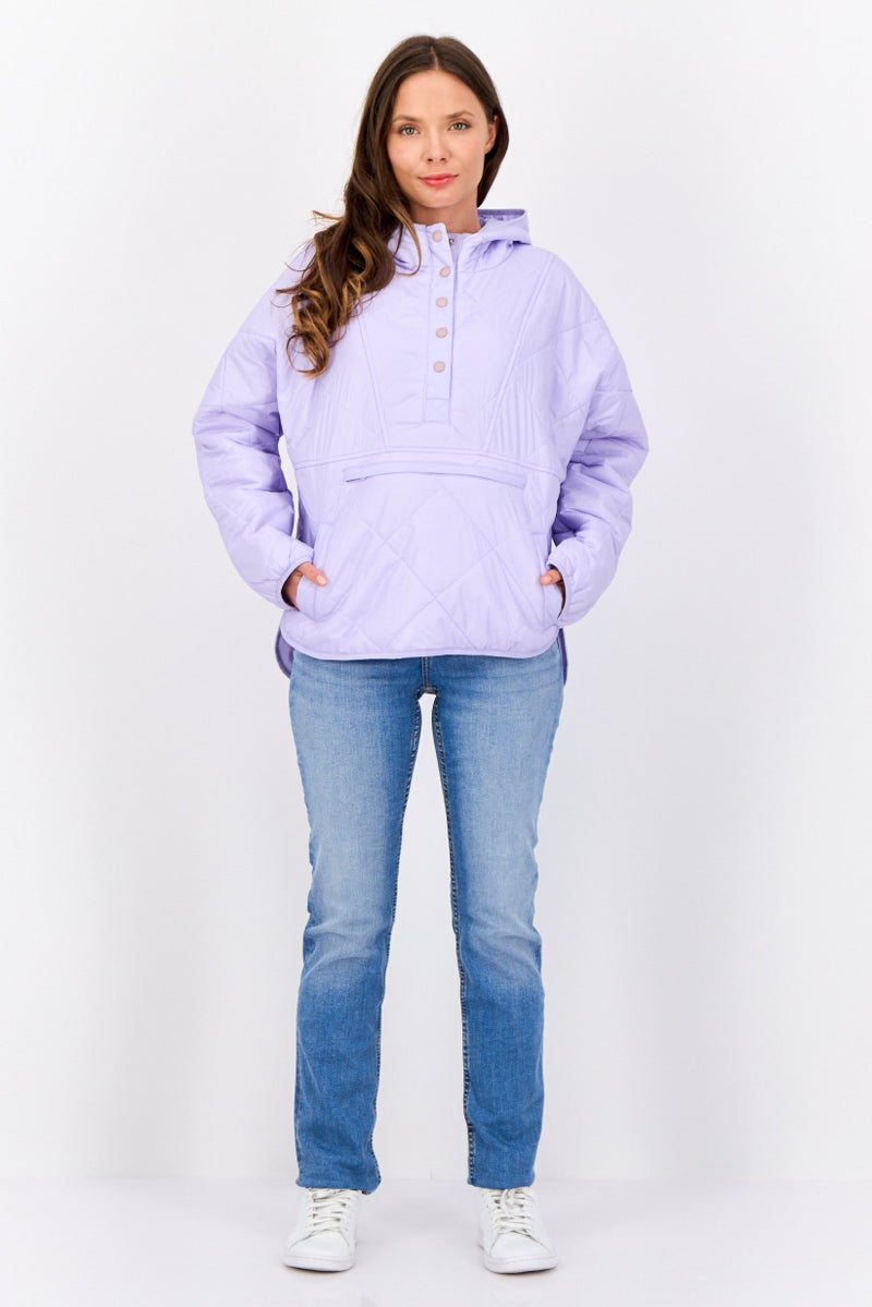 American Eagle Women Quilted Puffer Jacket, Lavender - Image 4
