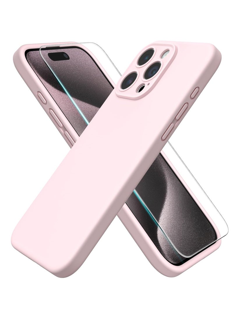 ELTRAZONE ELTRAZONE  Compatible with iPhone 15 Pro Max Case 6.7", with 1 x Screen Protector, Silky-Soft Touch Liquid Silicone Case Shockproof Rubber Case for iPhone 15 Pro Max-Pale Rosette - Image 1
