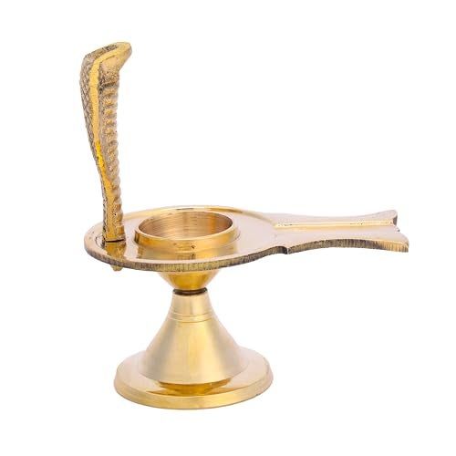 Dharmsaar Brass Narmadeshwar Shivling Original for Home Pooja, Golden Shiv Linga Decorative Sheshnaag Showpiece with Jalhari Base, Puja Kalash Shivling Religious Stone (1 pcs) - Image 4