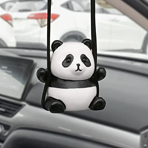 Kiofs Panda Car Hanging Ornament - Swinging Panda Hanging Swing for Rear View Mirror, Funny Car Decor - Image 1